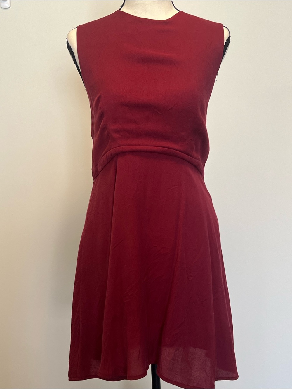Sleeveless Wine Red Mini Dress - Elegant A-Line
